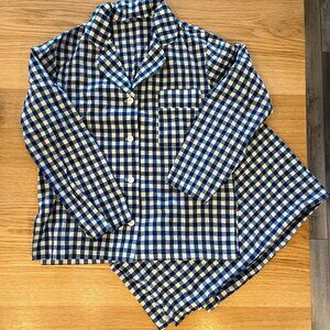 Gingham Pajama Set in Navy - 100% organic cotton  - Size S